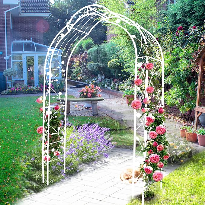8.3FT Heavy Duty Steel Garden Arbor by Unknown