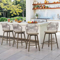 360° Swivel Outdoor Bar Stools Set of 4, Modern Aluminum Wicker Bar Stool by COZYMAN