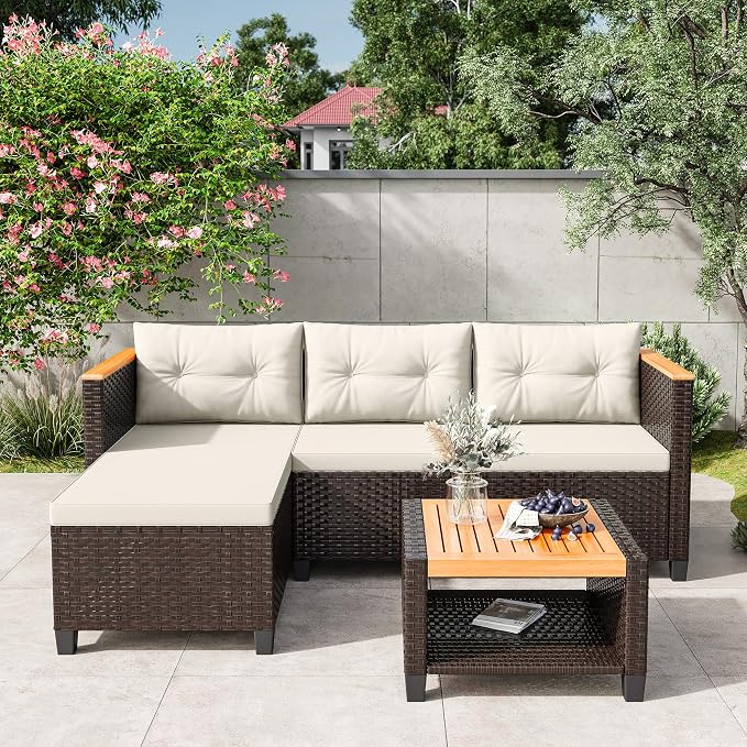 Wisteria Lane Small Patio Furniture Set, All-Weather Wicker Outdoor Sectional by WisteriaLane