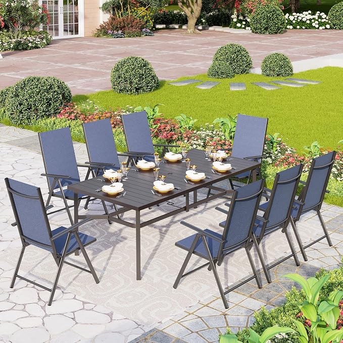 PHI VILLA 9 Piece Patio Dining Set, Patio Furniture Outdoor Dining Set by PHIVILLAThepioneerofcomfortablehouseholdsupplies