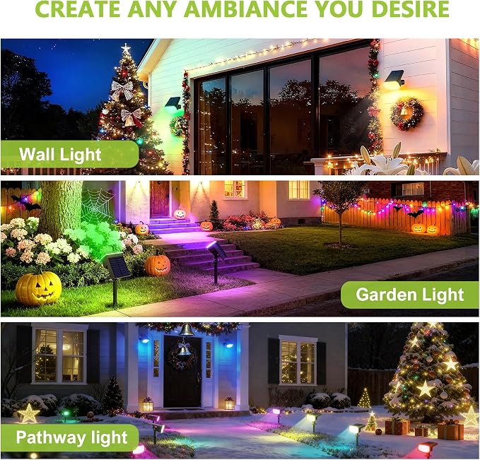 DAMINY Color Changing Solar Spot Lights 9 Lighting Modes, Outdoor Waterproof - Image 7