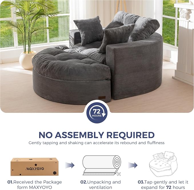 MAXYOYO Modular Sectional Chaise Lounge Sofa, Round Upholstered Lounge Chair - Image 6