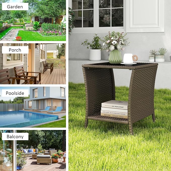 Kinfant Rattan Patio Side Table - Image 6