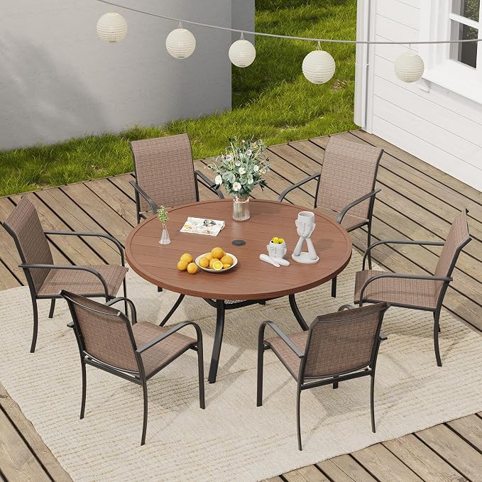 VICLLAX 47.2" Round Patio Table, Outdoor Dining Table - Image 7