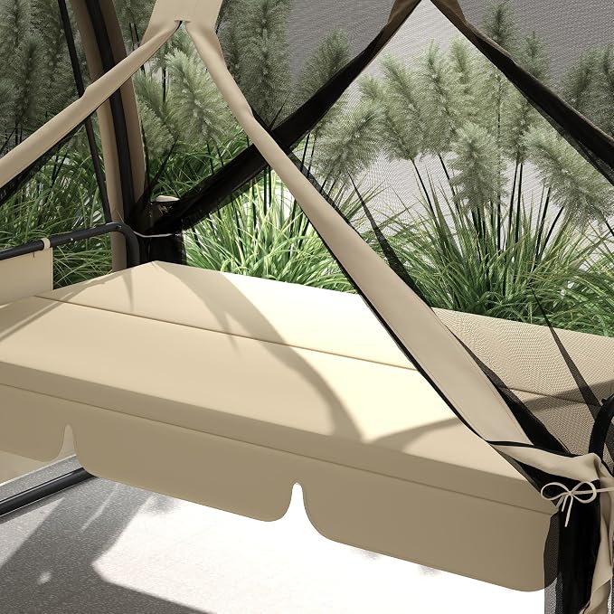 Outsunny 3-Seat Patio Swing Chair, Porch Swing Bed - Image 8
