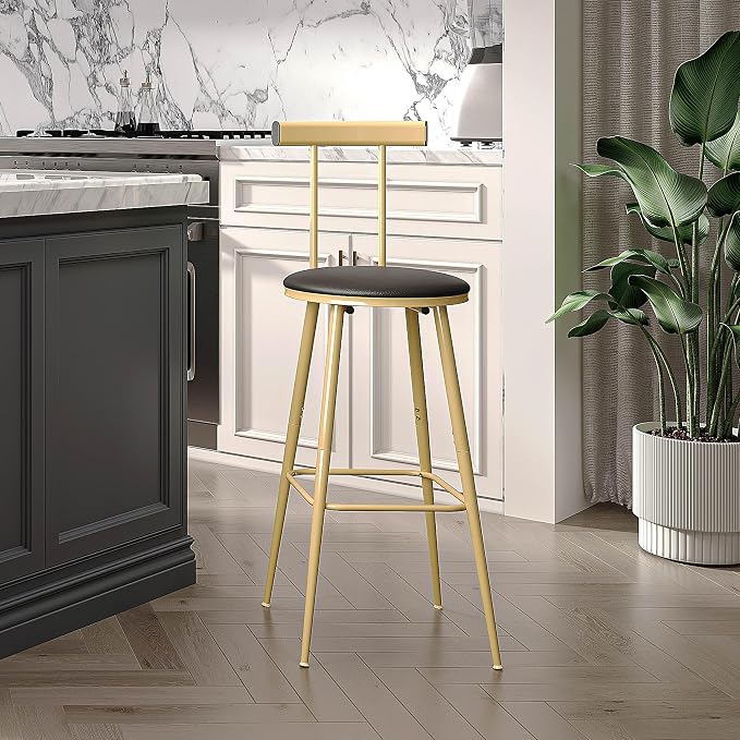 Bar Stools, Bar Chairs with Backrest and Footrest, Industrial Counter Stools - Image 5