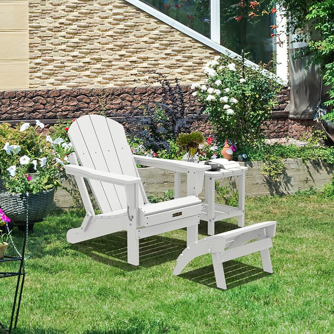 SERWALL Folding Adirondack Ottoman Set of 2, No-Assembly Outdoor Footstool - Image 7