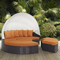 Modway Convene Wicker Rattan Outdoor Patio Retractable Canopy Round Poolside by Modway