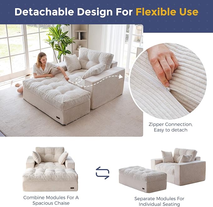 MAXYOYO Modular Sectional Chaise Lounge Sofa, Upholstered Lounge Chair - Image 4