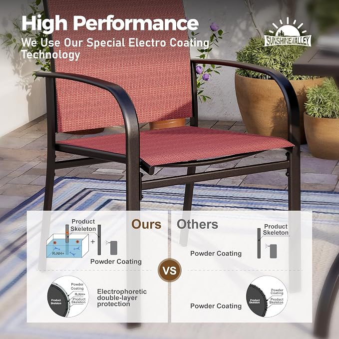 Patio Dining Set for 8, 8 x Stable Dining Chairs, Outdoor Table and Chairs Set - Image 5