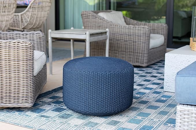 BIRDROCK HOME Outdoor Pouf Ottoman | Hand Woven Waterproof Foot Stool - Image 7