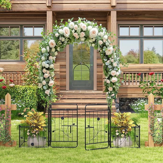 IRONMAX Garden Arch with Gate & Planter Boxes, 86” Heavy Duty Galvanized Steel - Image 8