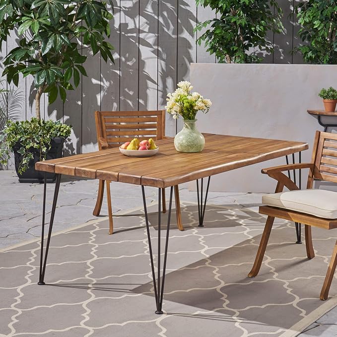 Christopher Knight Home Kama Patio Dining, Rectangular, Acacia Wood Table Top - Image 2