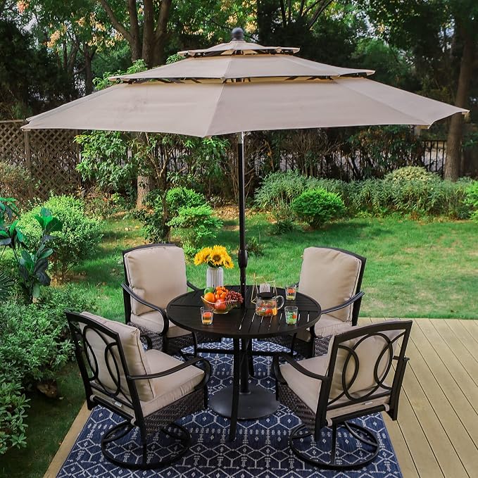 PHI VILLA 6-Piece Outdoor Dining Sets, All-Weather Patio Table and Chairs Set by PHIVILLAThepioneerofcomfortablehouseholdsupplies