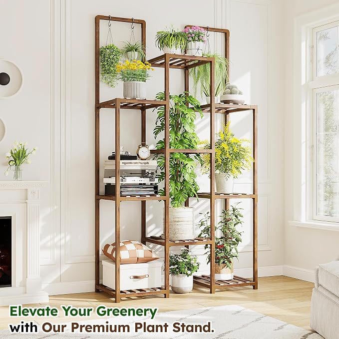 EnHomee Plant Stand Indoor Wood Plant Stand Outdoor Plant Shelves - Image 2