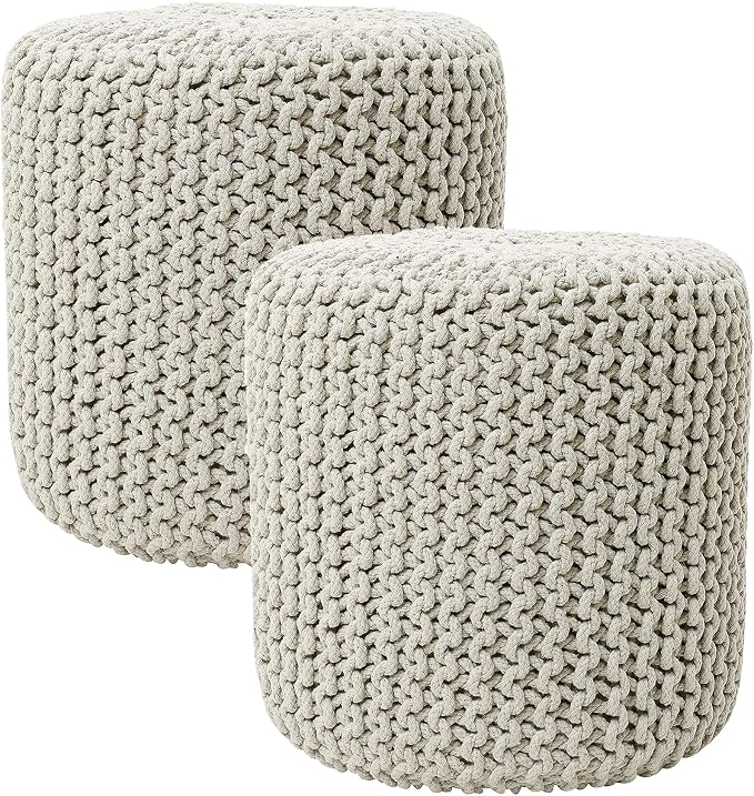 REDEARTH · Cylindrical Hand Knitted Pouf by REDEARTH