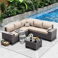 Outdoor Patio Furniture Set, 6 Pieces Outdoor Sectional Furniture High Backrest by ASJMR