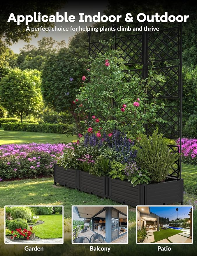 GAOMON 3 PCS Raised Garden Bed - 50 in W x 63" Tall Plastic Planter Box - Image 7