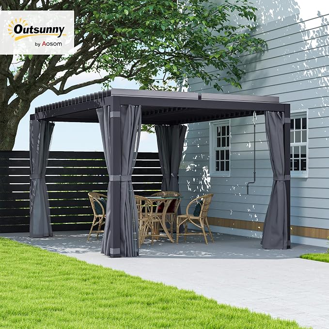 Outsunny 10 x 13 ft. Louvered Pergola Hardtop Gazebo - Image 2