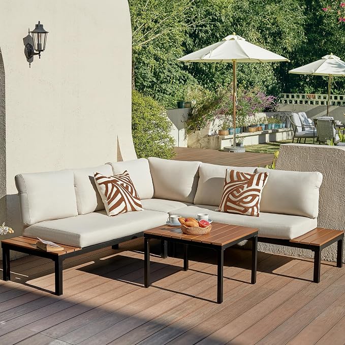 NATURAL EXPRESSIONS Outdoor Furniture Set, L Shape Patio Sectional, Metal - Image 9