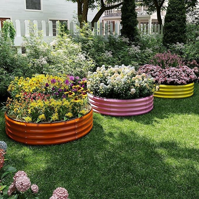 Galvanized Metal Planter Round Raised Garden Bed Kit - Image 7