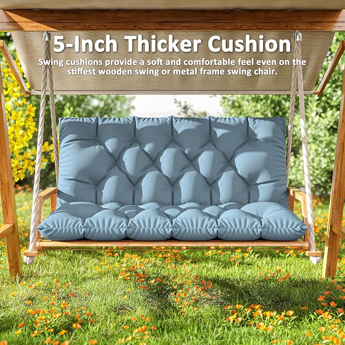Porch Swing Cushion with Backrest 2-3 Seater Outdoor Bench Cushions Waterproof - Image 6