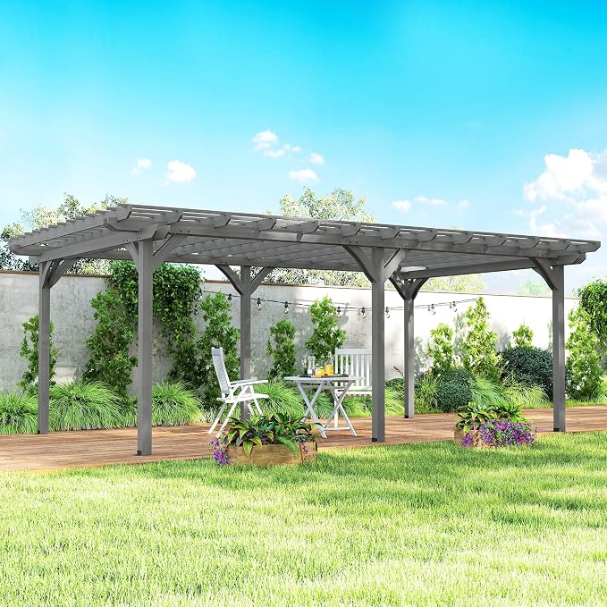 Outsunny 12' x 20' Outdoor Pergola, Wood Gazebo Grape Trellis by Outsunny