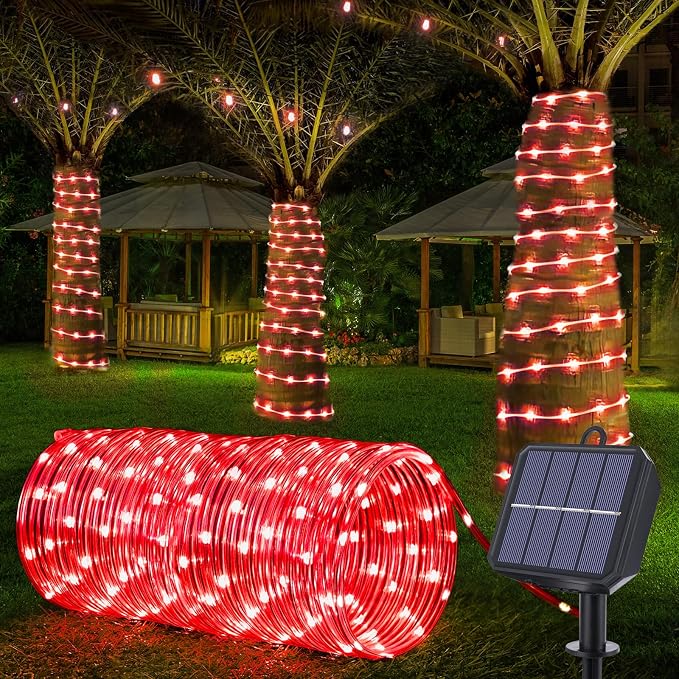 Solar Rope Lights, 33ft 100LED Solar String Lights, 8 Modes Waterproof Solar by Jnaurb