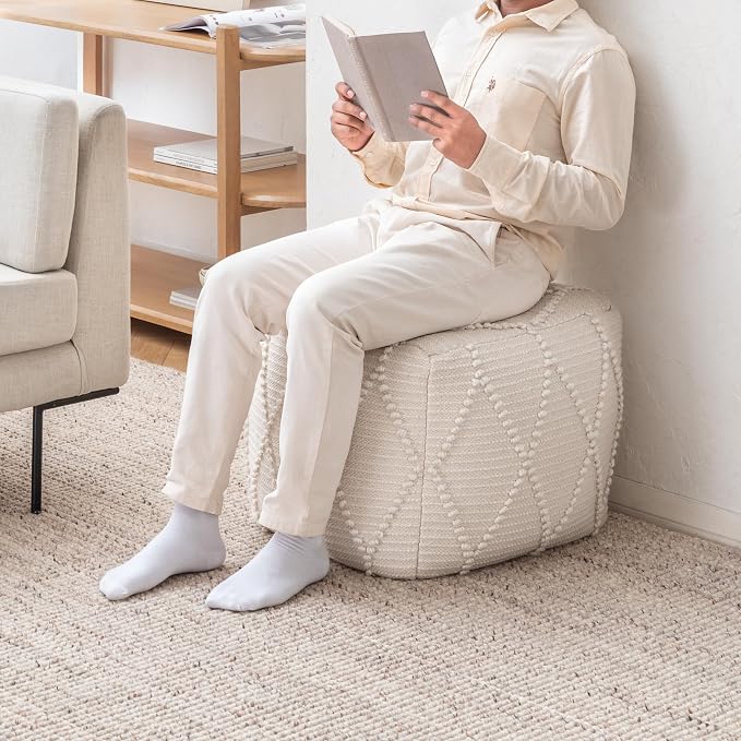Anji Mountain 100% Handmade & Handcrafted Comfortable Home Décor Pouf Ottoman - Image 2