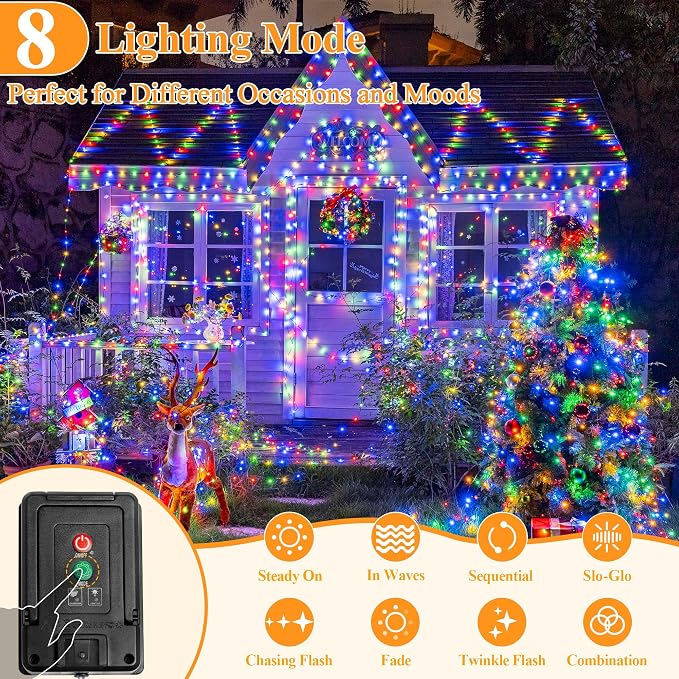 2 Pack Solar String Lights Total 480LED 158FT, IP67 Waterproof Solar Lights - Image 4