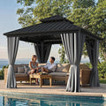 YITAHOME 10X10FT Hard Top Gazebo Patios Outdoor Double Roof Canopy Aluminum by YITAHOME