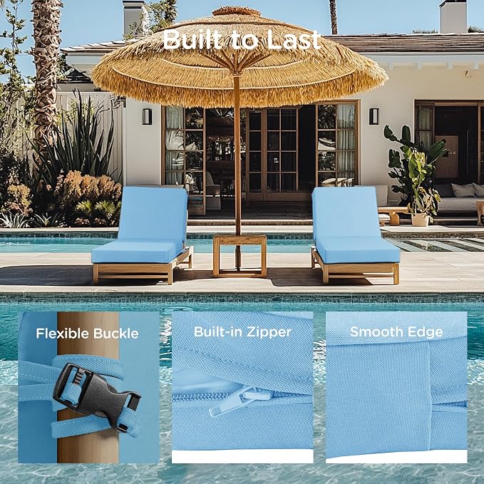 Codi Outdoor Lounge Chair Cushions, Chaise Cushion - Image 2