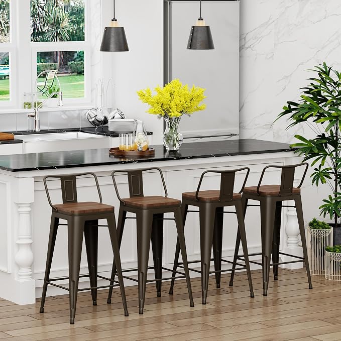 Yongchuang 30 inch Bar Stools Set of 4 Bar Height Metal Barstools - Image 4