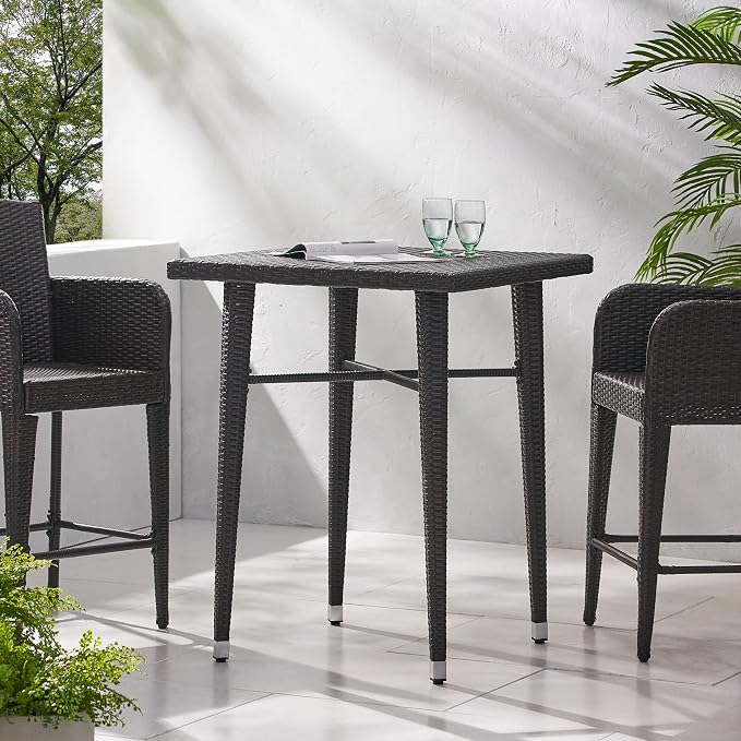 32" Square Wicker BAR Table by Unknown