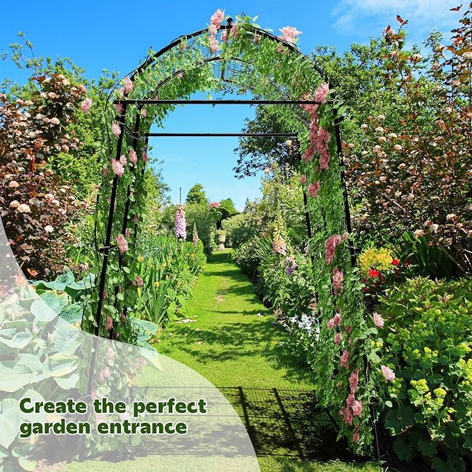 AGTEK 87in Garden Arch Trellis for Climbing Plants, Garden Arches Support - Image 6