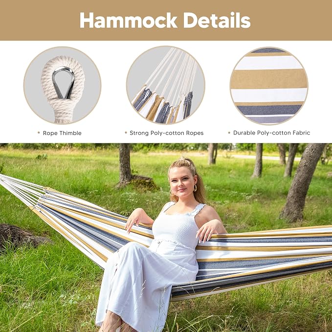 SUNCREAT 2 Person Hammock with Stand, Heavy Duty Free Standing Hammock with - Image 3