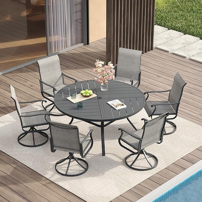 VICLLAX Round Patio Table with Adjustable Umbrella Hole - Image 2