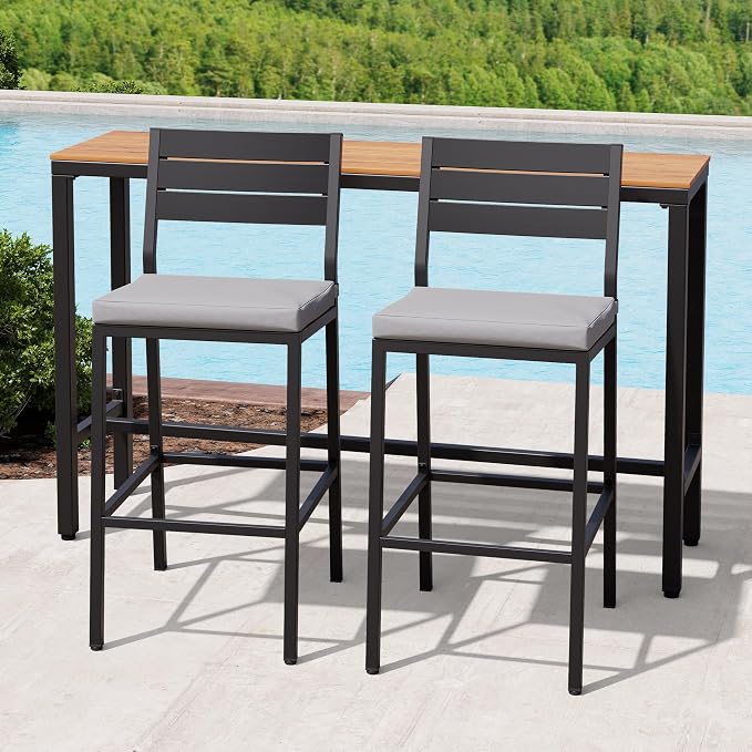 Crestlive Products Outdoor Bar Table and Chairs Set, 3 Piece Outside Patio Bar - Image 8