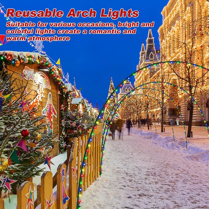 Geetery 6 Pack 10FT Christmas Archway Outdoor, 8 Mode LED Light Arch Metal - Image 7
