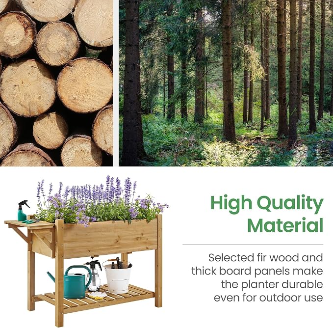 Yaheetech 49x22x32in 8 Pockets Horticulture Raised Garden Bed Elevated Wood - Image 7