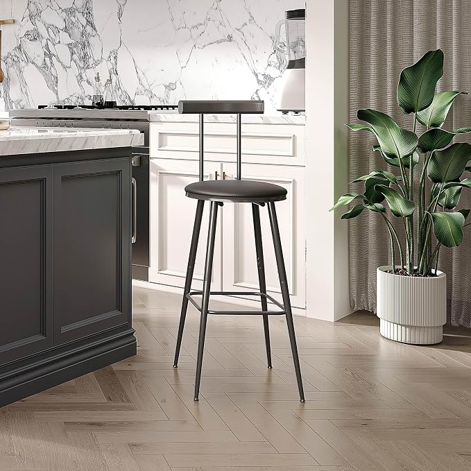 Bar Stools, Bar Chairs with Backrest and Footrest, Industrial Counter Stools - Image 5