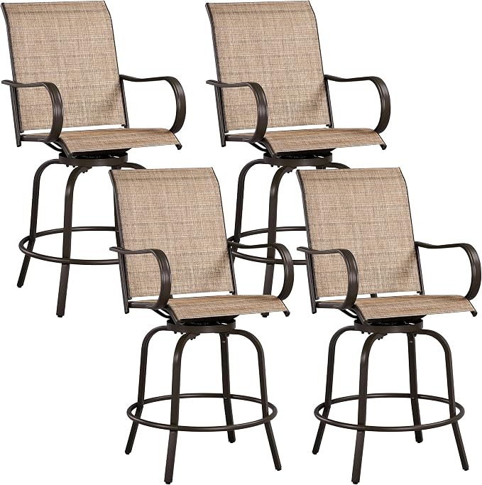 Yaheetech Patio Swivel Barstools Outdoor Chairs Set of 4, High Bistro Stools by Yaheetech