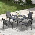 VICLLAX Patio Table and Chair Set of 4, All Weather Metal Round Outdoor Dining by HOME