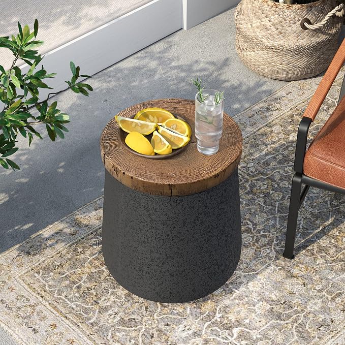 SUNBURY Outdoor Side Table, Patio Accent Side Table, Concrete Garden Stool - Image 4