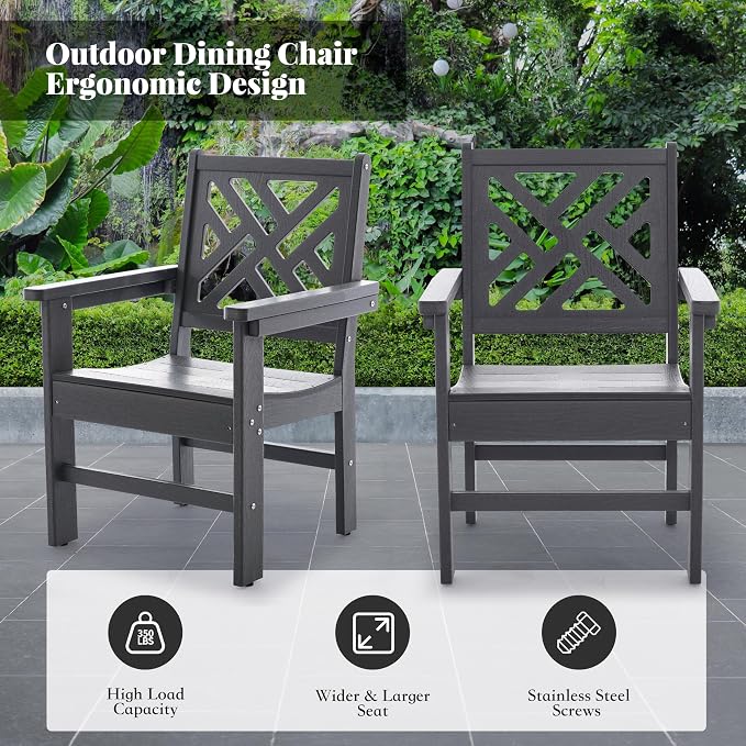 HDPE Dining Table Set for 4, 5-Piece Outdoor Table and Chairs Include 4 Dining - Image 5