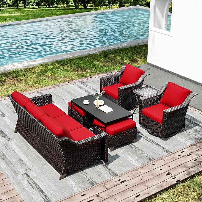 Joyside Wicker Patio Furniture Sets, 7 Pieces Upgraded Large Size Outdoor - Image 6