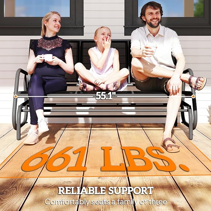 Outsunny 3-Person Patio Glider Bench, Outdoor Porch Glider Swing - Image 7
