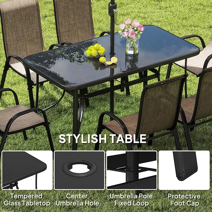 Outsunny 8 Pieces Patio Table and Chairs Set - Image 3