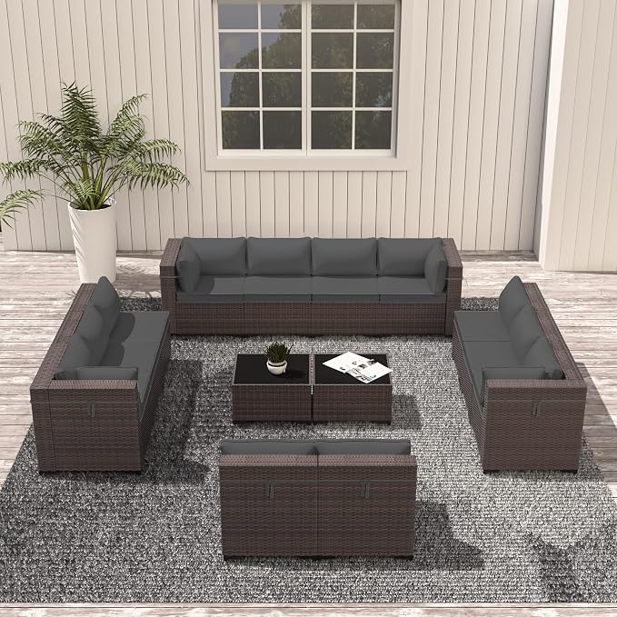Outdoor Patio Furniture Set, 14 Pieces Outdoor Sectional Furniture Patio Sofa - Image 8