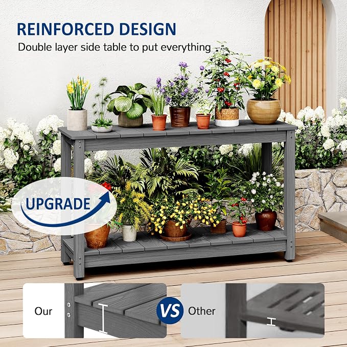 Outdoor Console Table, 440LBS Weight Capacity, 2-Tier Multifunctional Buffet - Image 4